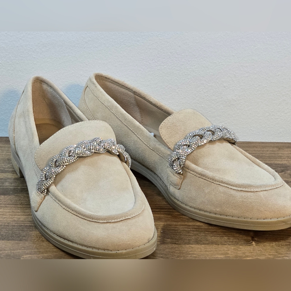🤩Host Pick❤️NWT Gianni Bini Bristow Leather Rhinestone Loafers Women's Sz 8.5M - Picture 3 of 8